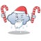 Santa with candy rain cloud character cartoon