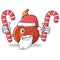 Santa with candy red kuri squash mascot cartoon