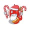 Santa with candy tamarillo betaceum with in mascot shape