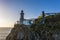 Santa Catalina lighthouse in Lekeitio, Basque country - drone aerial