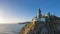 Santa Catalina lighthouse in Lekeitio, Basque country - drone aerial