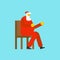 Santa On chair. Christmas grandfather sit. Claus on stool. Vector illustration