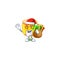 Santa chinese gold drum Cartoon character design having box of gift