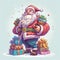 santa christmas claus illustration holiday red present winter cartoon gift. Generative AI.