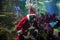 Santa Claus with aqualung under water in aquarium
