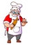 The santa claus as the baking is making the cute cake for the christmas party
