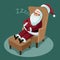 Santa Claus asleep in his wing chair