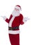 Santa Claus authentic portrait isolated on white background hold up his hands in some funny, helpless, lack of knowledge or hold