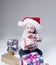 Santa Claus baby with gift boxes
