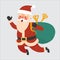 Santa claus with bag of gifts flying vector image