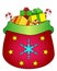 Santa Claus Bag With Gifts - Vector Full Color Picture for Cards and Banners. Open Bag decorated with snowflakes and stars. Sturdy