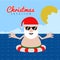 Santa claus on a beach. Christmas summer vacation