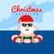 Santa claus on a beach. Christmas summer vacation