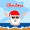 Santa claus on a beach. Christmas summer vacations