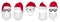 Santa Claus beard. Christmas template, Xmas grandfather masks. Red hats, glasses and white facial hair and mustaches