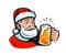 Santa claus with a beer. Christmas vector illustration