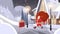 Santa Claus With Big Gift Sack Coming To House Happy New Year Merry Christmas Banner