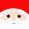 Santa Claus big head face. Beard, moustaches, white eyebrows, red hat. Cute cartoon kawaii funny character. Merry Christmas. Winte