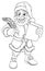 Santa Claus Black And White Outline Cartoon