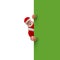 Santa Claus with Blank Poster with copyspace on white background front view. Happy New Year Merry Christmas holidays concept 3D