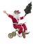 Santa Claus boy on a bicycle