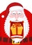 Santa Claus burping gift. Open mouth Box burp. Crazy Christmas g