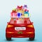 The Santa Claus car brings the gifts