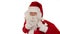 Santa Claus carrying his bag, is looking at the camera, sends a kiss and wave, white, stock footage