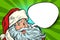 Santa Claus cartoon bubble, Christmas greeting