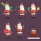 Santa Claus Cartoon Characters Set Poses Emotions