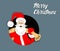 Santa Claus cartoon inside circle with christmas celebration mes