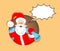 Santa Claus cartoon inside circle with screaming bubble