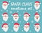 Santa Claus character. Emotions icon set. Merry Christmas