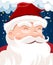 Santa Claus character white beard and moustaches in traditional Christmas holiday on nighttime background