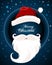 Santa Claus character white beard and moustaches in traditional Christmas holiday on nighttime background