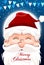 Santa Claus character white beard and moustaches in traditional Christmas holiday on nighttime background