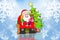 Santa claus and childrens on ice background