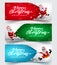 Santa claus christmas bag vector design set. Santa claus 3d characters holding and pulling big sack in jolly expression for xmas.