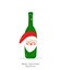 Santa Claus. Christmas champagne bottle with colorful christmas light bulb