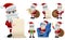 Santa claus christmas characters set with wish list. Santa claus vector character showing and holding wish list.