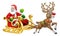 Santa Claus Christmas Reindeer Sleigh Sled Cartoon