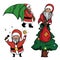 Santa Claus with Christmas tree, gifts and songs.