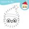 Santa Claus Connect the dots by numbers educational game. Christmas activity for kids and toddlers. New Year Daddy Frost