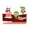 Santa claus with couple elves on roof avatar character