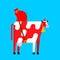 Santa Claus cow. Bull in red clothes. New year and christmas illustration