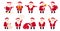 Santa Claus cute Christmas flat cartoon set vector