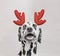 Santa claus dalmatian dog with new year horns and happy face