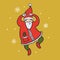 Santa Claus dancing with snowflakes flat color vector image