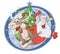 Santa Claus and deer are singing song