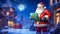 Santa Claus delivers Christmas gifts for the holidays, made with Generative AI